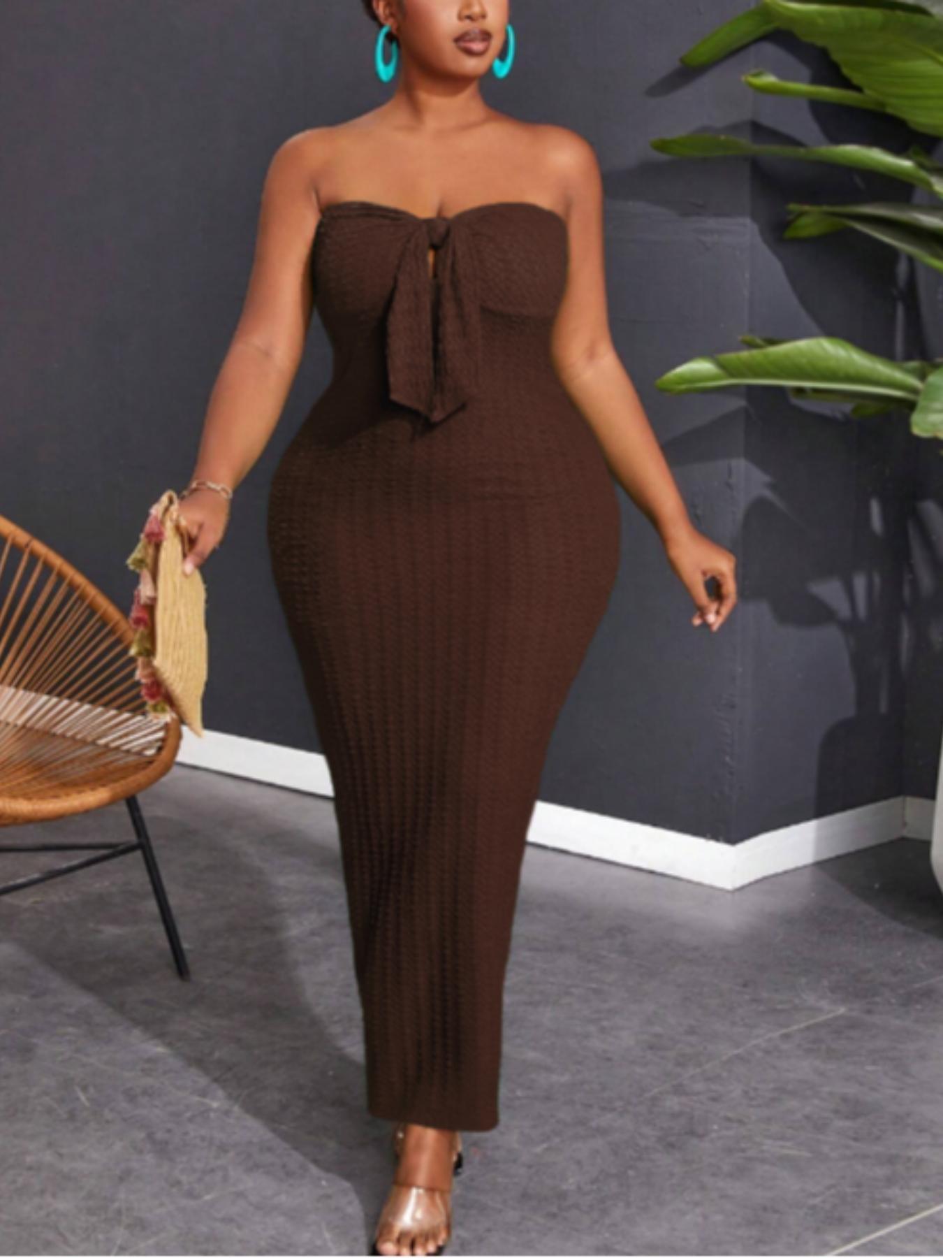 Women's Plain Tube Dress, Casual Bodycon Long Dress for Summer, Kids Clothes for Daily Wear, Womenswear, Sleeveless