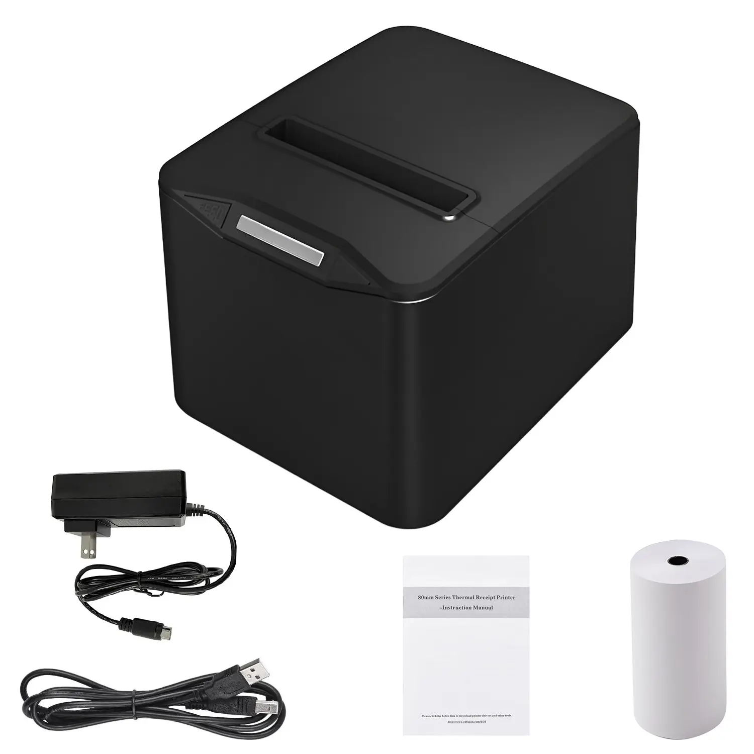 80mm Thermal Receipt Printer USB Lan Pos Printer, 220mm/s High Speed 203dpi, Inkless Printer, Ideal for Retail Shops and Restaurants