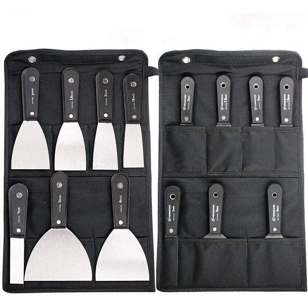 7 PCS Stainless Steel Drywall Paint Scraper Tool Set with Storage Bag, Spackle Putty Taping Knife for Wall Repair, Wallpaper Removal, Putty Mud Plaster Application & Scraping