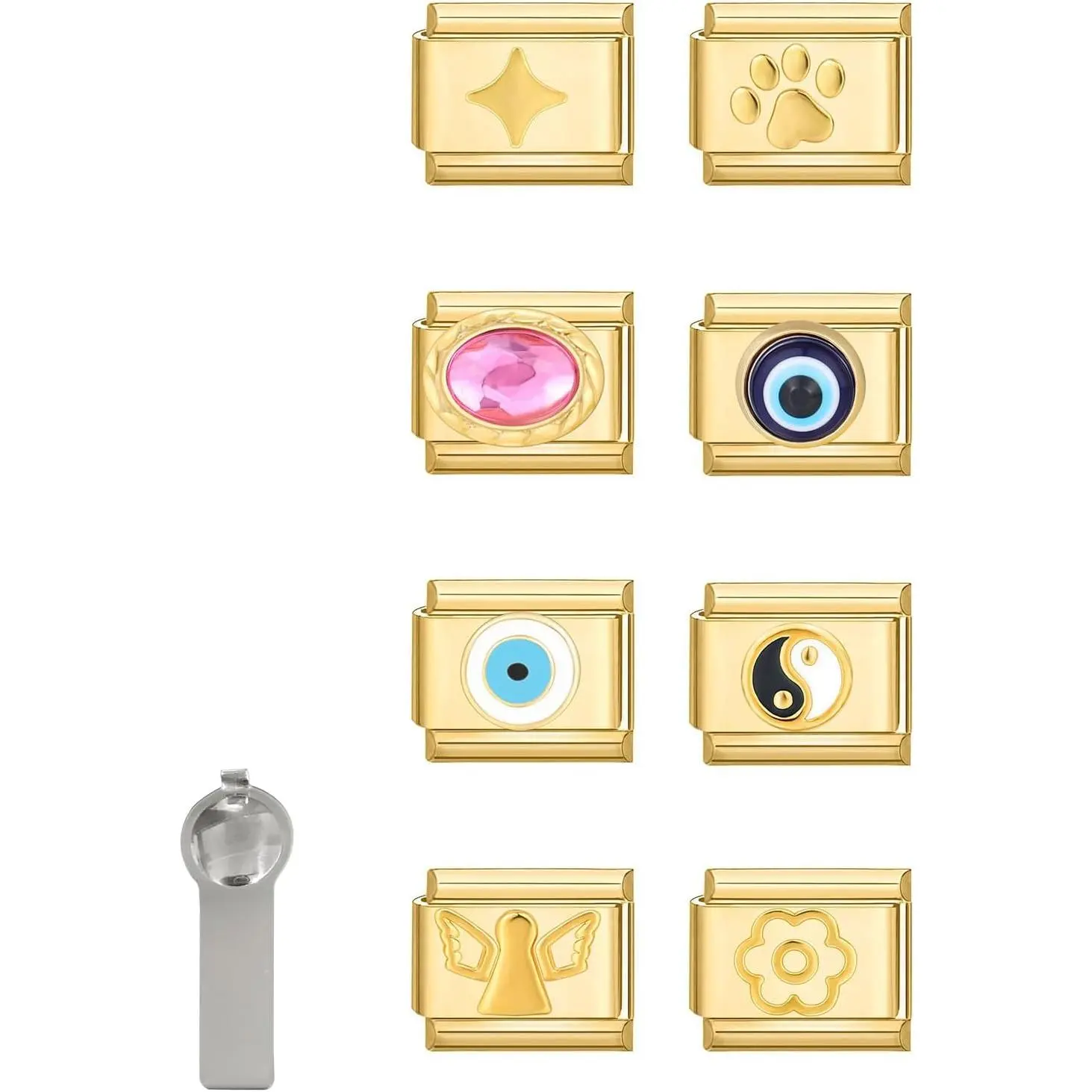 Italian Charms  Eye Only Charm 8 count 9mm Italian Modular Charm Bracelet Link  DIY Module  Gifts