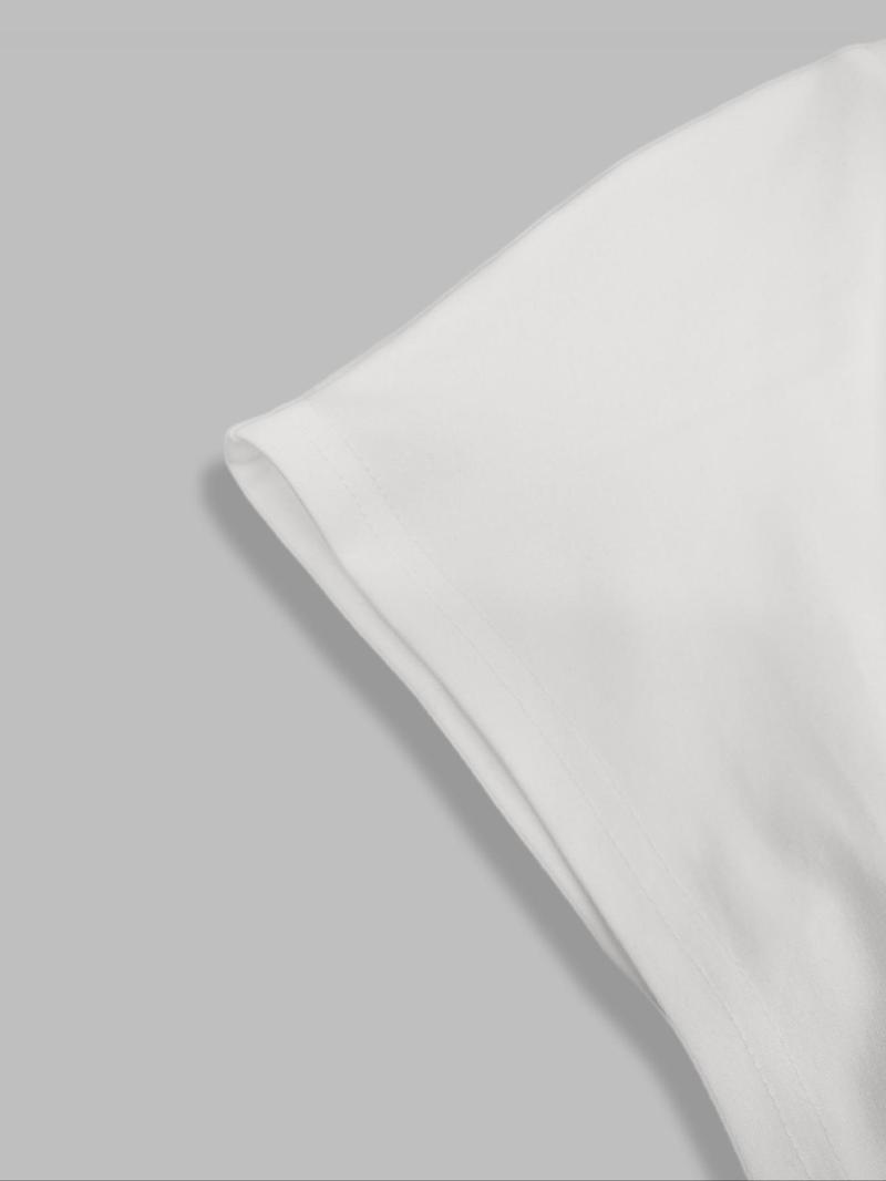 Women's Plain Batwing Sleeve Tee, Casual Fashion Minimalist  Short Sleeve T-shirt for Daily Wear, Ladies Clothes for All Seasons, Top