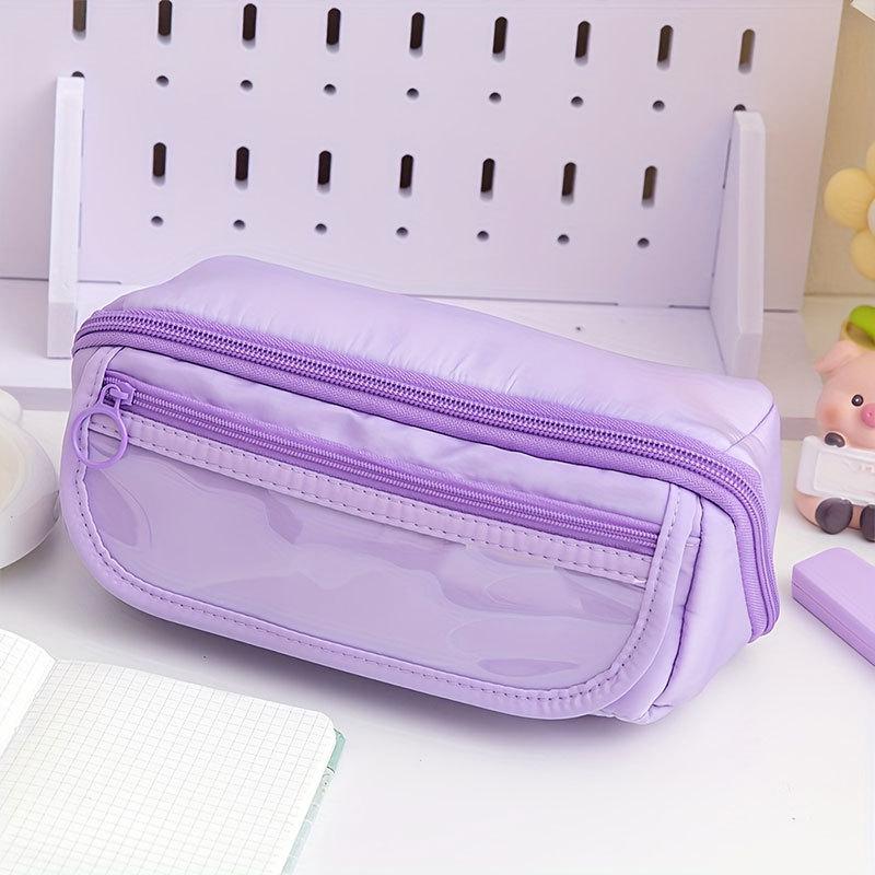 Large Capacity Canvas Pencil Case, Simple Handheld Stationery Box for Office School Men Women, Portable Makeup Bag, Ideal Back-To-School Gift