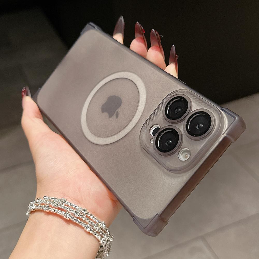 Rectangle Shape Wireless Charge Magnetic Shockproof Protective Case for iPhone 13 14 15 16 17 Pro Max For MagSafe Clear Cover