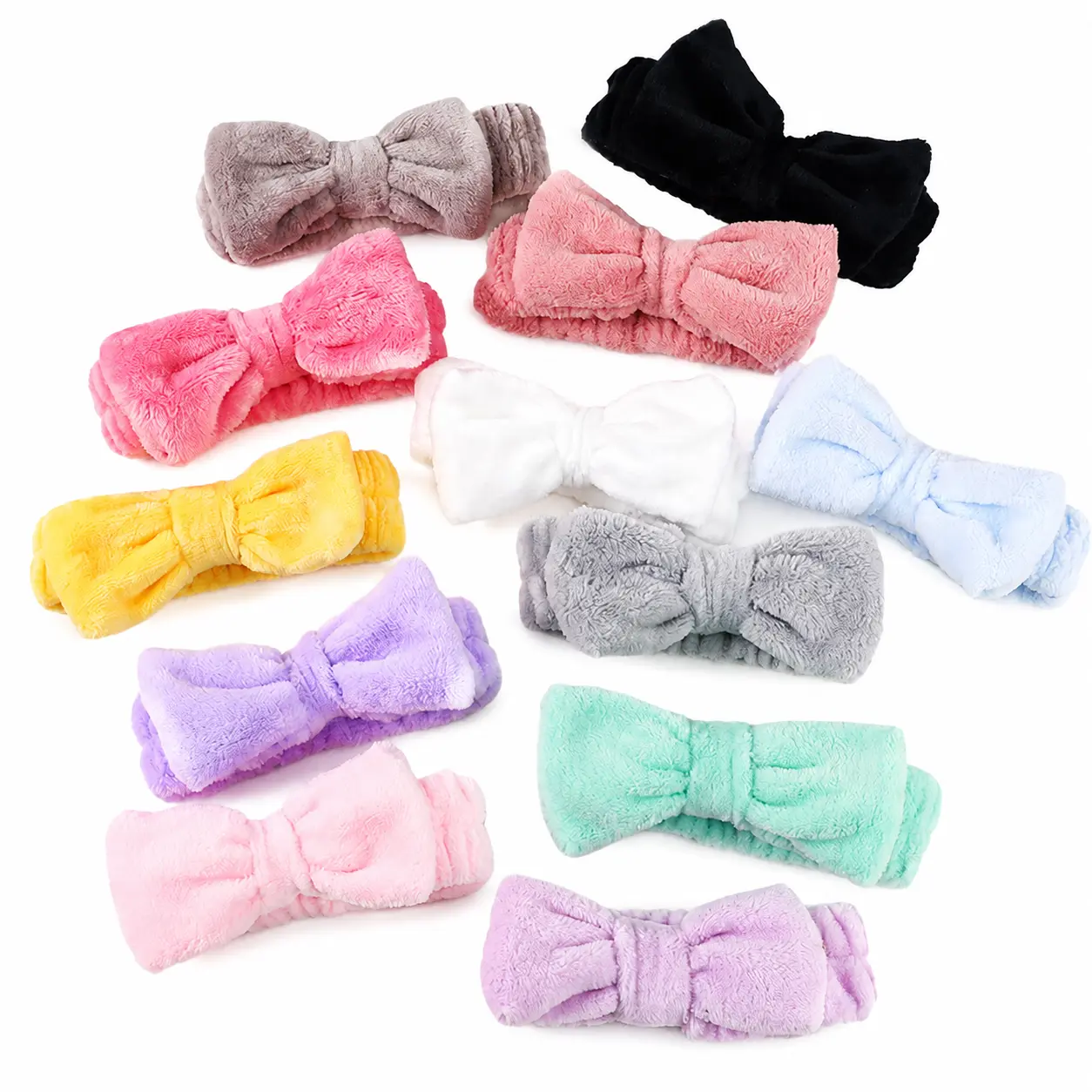 Soft Coral Fleece Bow Headband for Women – Absorbent Plush Face Washing Hair Band with Gentle Elastic Fit, Minimalist Design for Daily Skincare and Makeup Routines