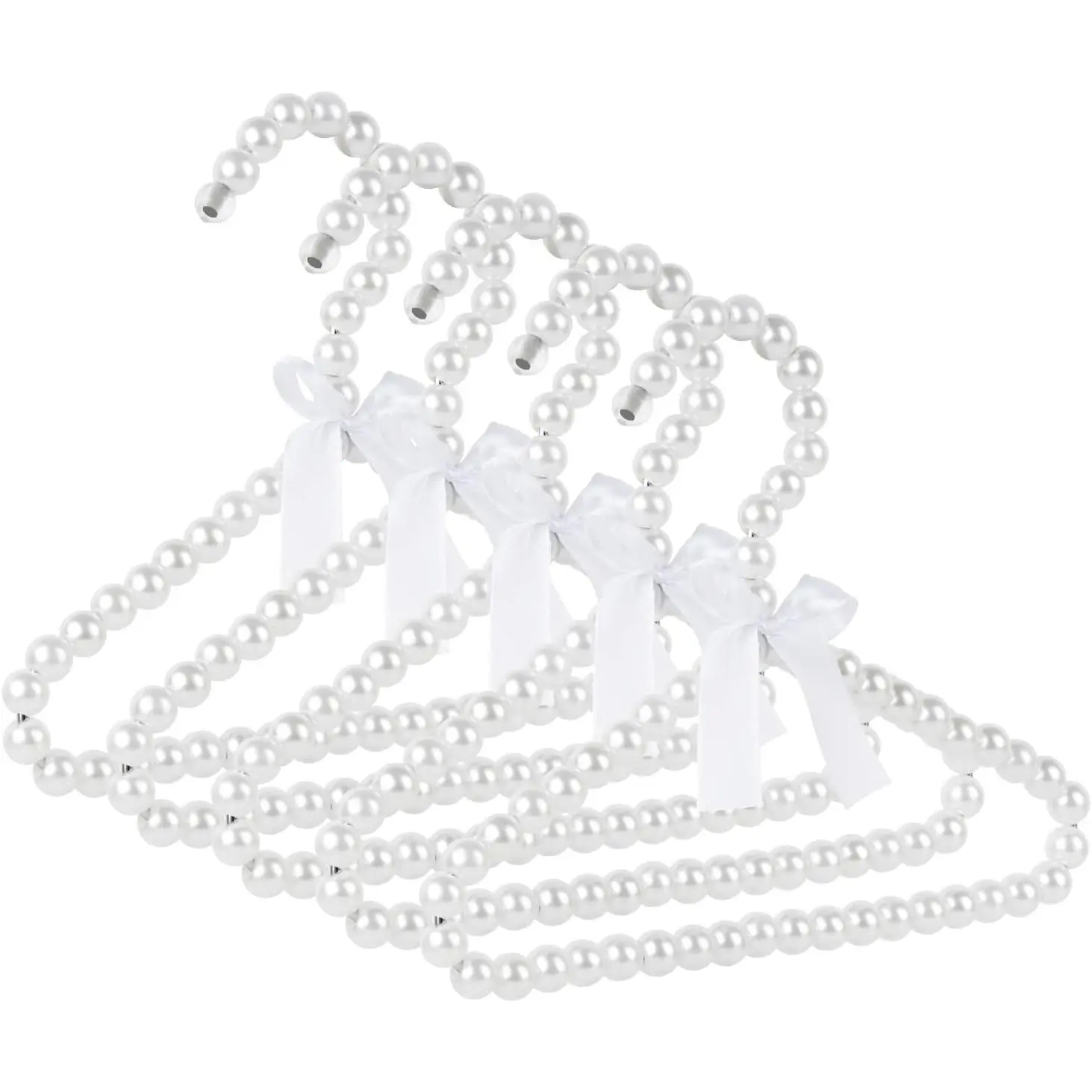 5-Pack  Hangers , Miniature Clothes Hangers, White | 8x6.5 in Size with Steel Core, Non-Slip ABS Faux Beaded  Decorated with Bows