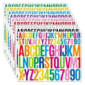 Alphabet Letter Stickers 18 Sheets 1 and 2 Inch Vinyl Letters and Numbers, 9 Colors Large and Small Alphabet Set for Scrapbook, Graduation Cap, Mailbox, Poster, Classroom Decor
