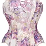 Luxury Chocolate Brown Sheer Water Soluble Floral Lace Embroidery Top Irregular Hem Strapless Boned Instant Hourglass Figure Push Up Bustier for Birthday Party Daily Wear, Evening Shapewear Tops