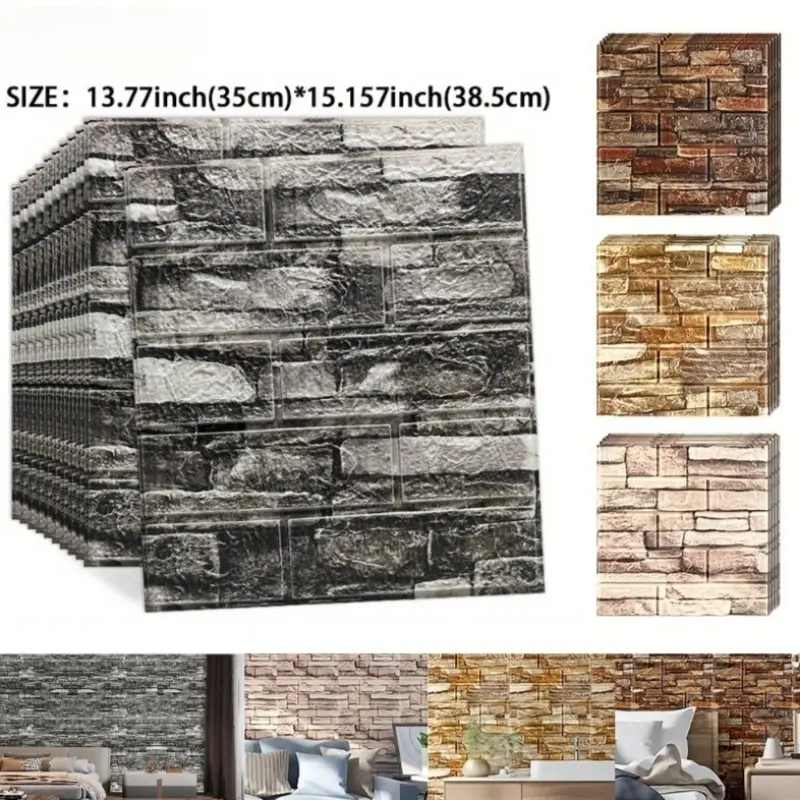 86pcs Self-Adhesive Xpe Retro Wall Stickers, Foam Brick Wallpaper Peel and Stick, Waterproof Bedroom Decoration, 3mm Thick, Multiple Colors Available