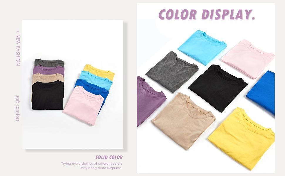 Imily Bela Womens Oversized Tees Loose T Shirts Half Sleeve Crew Neck Color Block Cotton Tunic Tops