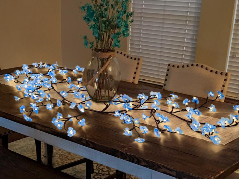 BASIC SUPPLY DIY Cherry Enchanted Willow Vine Lights,4 FT 48 LED Cherry Blossom Lights with Remote Timer,8 Lighting Modes,LED Tree Branch Light for Wall,Cherry Blossom Wall Decor for Bedroom Living Room Window