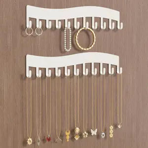 Wall Mounted Necklace Organizer Holder Jewelry Hanging Storage Display Hanger White