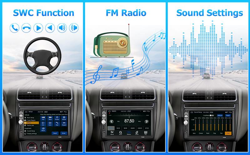 Single Din 7 Inch Car Stereo with Carplay Android Auto Bluetooth 5.1 Touchscreen Car Audio Receiver with Mirror Link FM Radio SWC USB AUX TF Card and 12LED HD Backup Camera