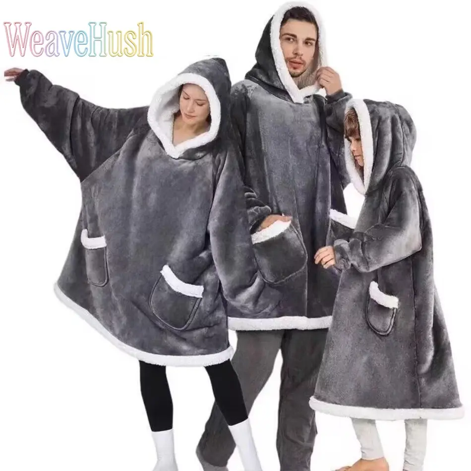 Female Polyester Clothes Lazy Pullover Hoodie Blanket - Long Sleeves Soft Flannel Thermal Wearable, Cozy Indoor Wear Pullover Bottom, Cold-Weather Loungewear Essential for Indoor Relaxation