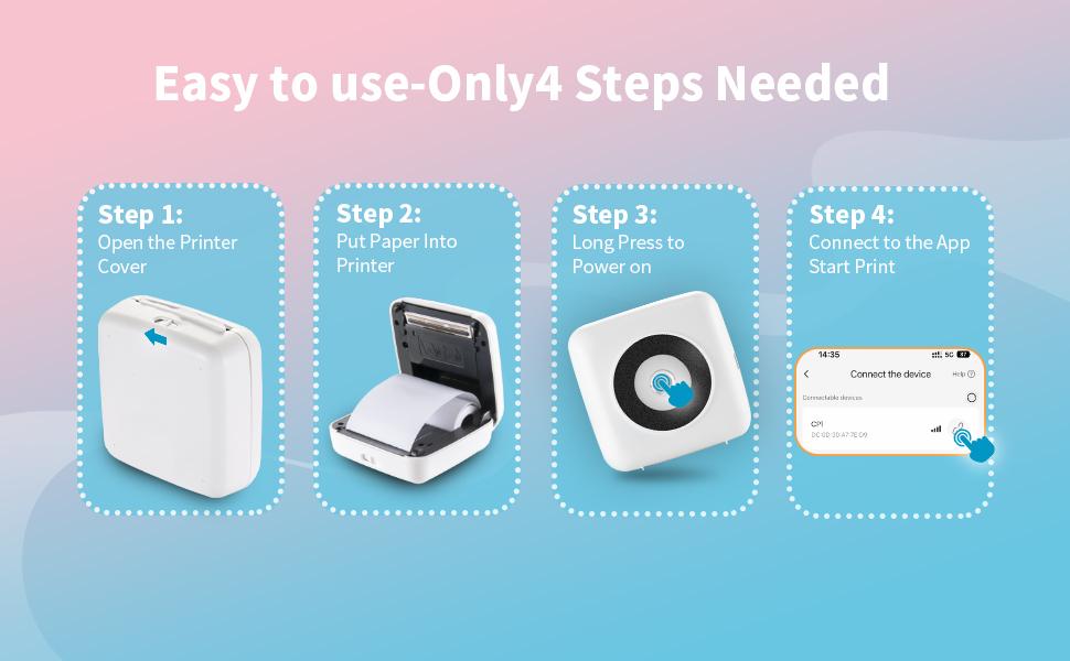 Bluetooth Portable Thermal Printer - Inkless Wireless Photo Printer for iPhone& Android, CP1 Mini Printer for School Notes, Picture, Journal, DIY Creation, Children's Gifts