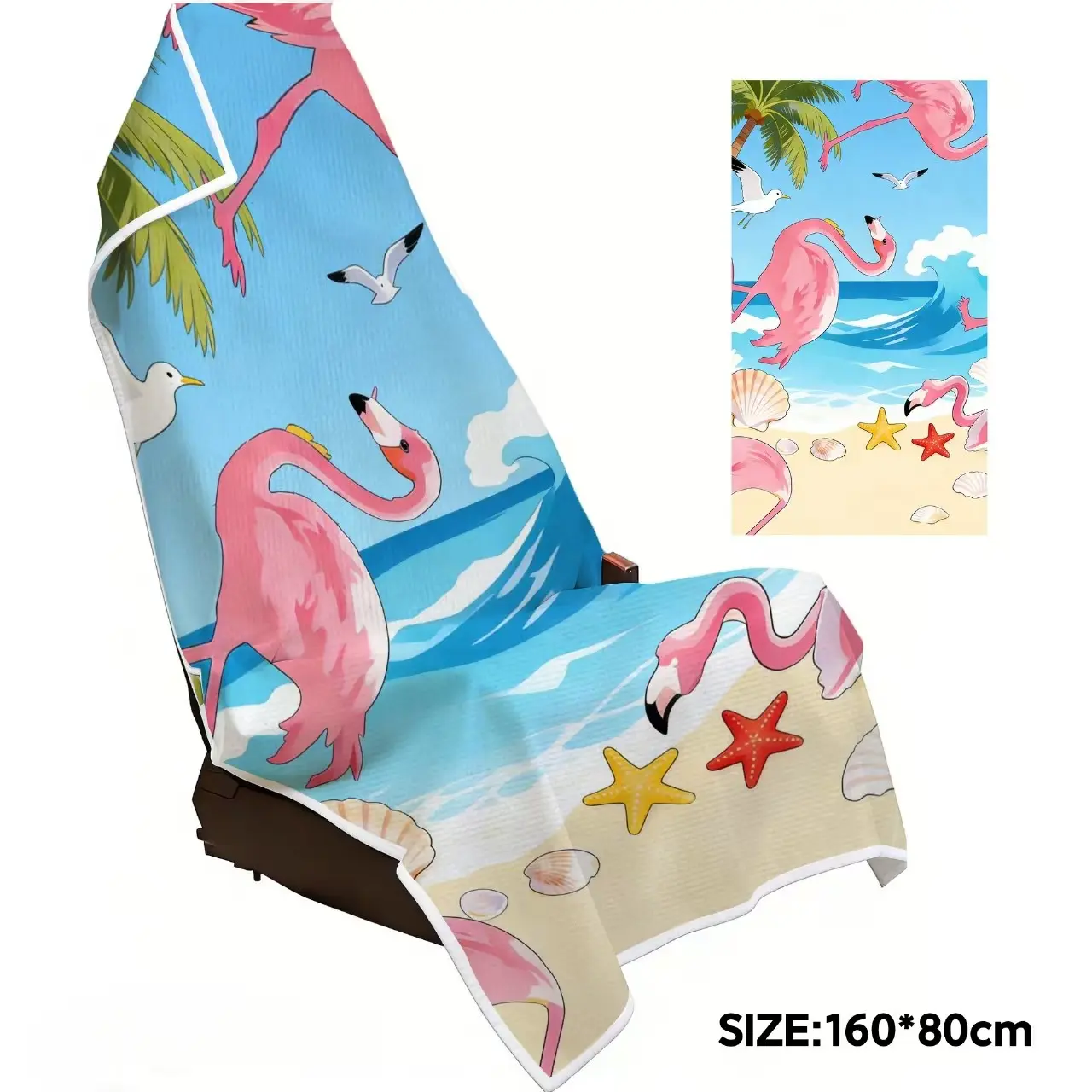 Two-In-One Car Seat Cover Beach Towel, Large Size, Soft, Absorbent, Quick-Dry Bath Towel, Travel Towels, Perfect for Travel and Outdoor Use