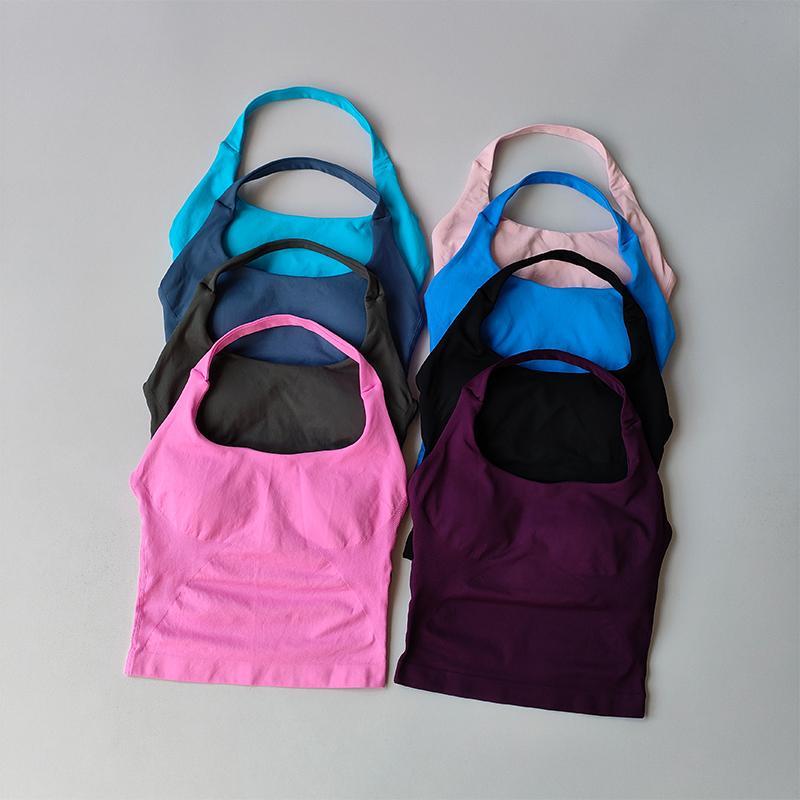 Neck Halter Shockproof Sport Longline Strappy Top Halterneck Vest Gym Support Yoga Gym Workout Seamless  Fitness Sport Bra