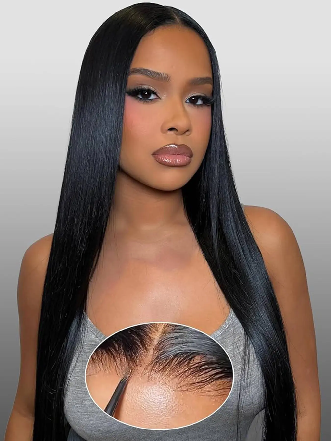 Straight 5x5 Lace Glueless Wig, Human Hair Wig Pre-Bleached, Transparent Lace Wig, 150% Density  for Women, Brazilian Virgin Hair