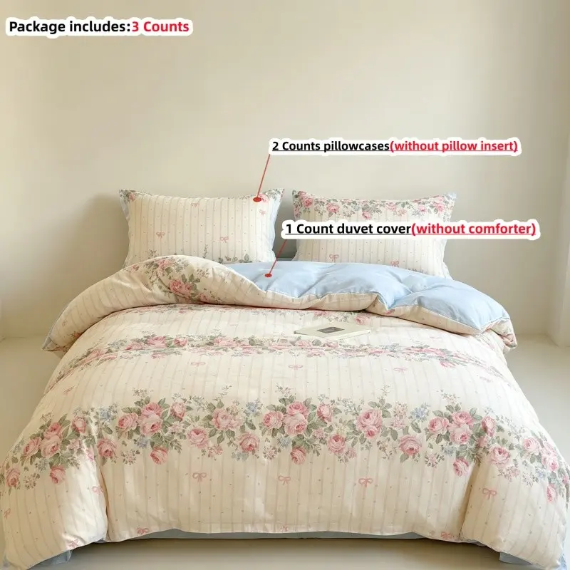 3pcs Plant Floral Bedding Set, Duvet Cover Sets, Includes 1 Duvet Cover + 2 Pillowcases,without any filling, 100% Polyester, Single Twin Double Queen Size
