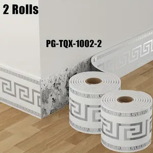 2 Rolls Self-Adhesive Baseboard Trim, Texture, Waterproof Vinyl, Luxury Marble Pattern, Removable Wallpaper for Walls, Floors, Cabinets