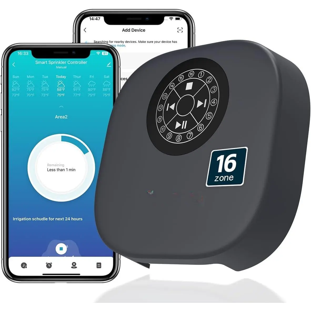 Sprinkler Controller, 16-Zone/Station Irrigation System with APP Remote Control,  2.4G/5GHz WiFi Water Timer for Outdoor Garden/Yard/Lawns (16 Zone)