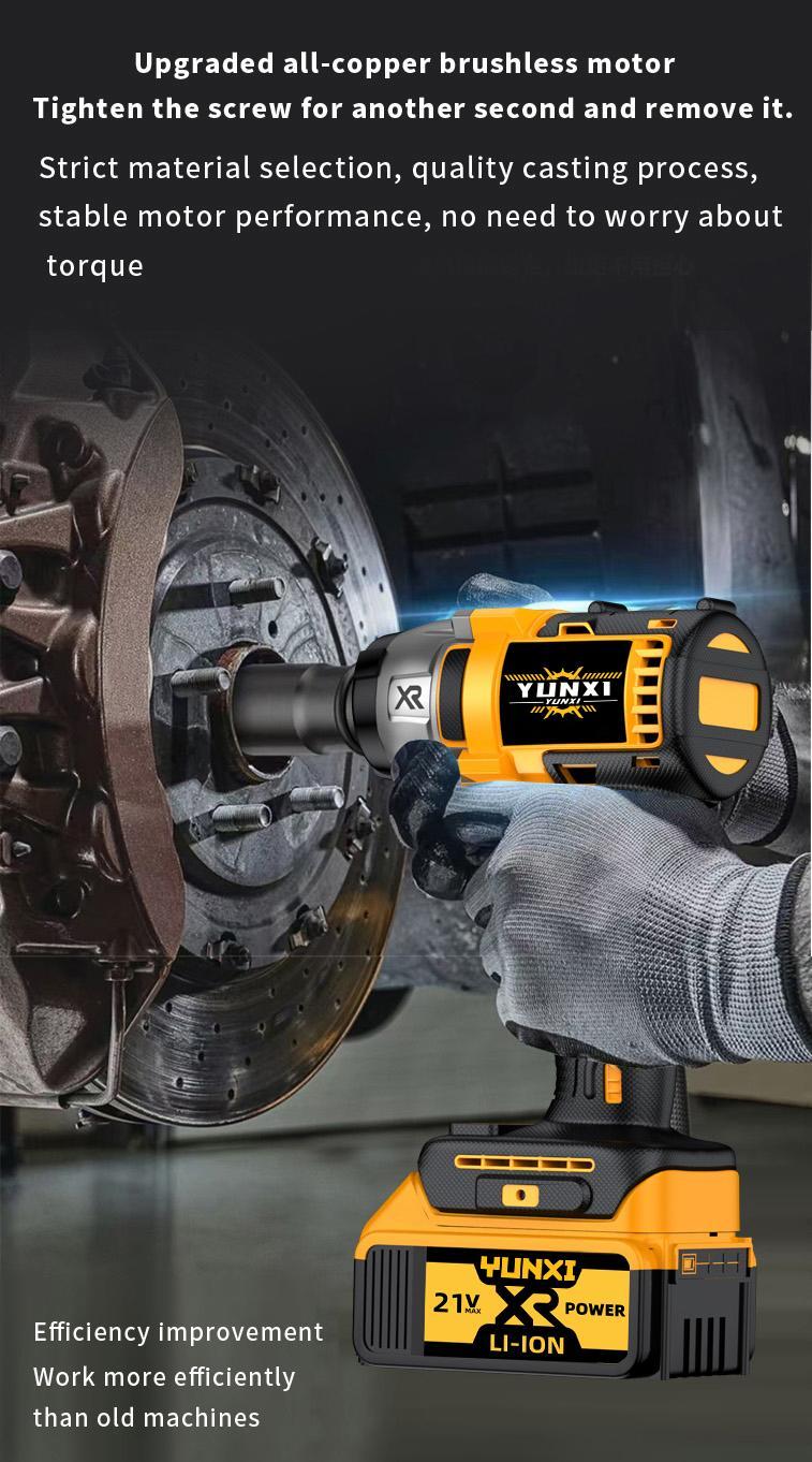 YUNXI 21V 350N Cordless Impact Wrench Wireless Drill Kit, Brushless Electric Impact Gun Drill, Impact Wrench Drill, Toolbox, Charger, Socket And Complete Accessories. Suitable For Men'S Gifts In Cars And Homes | Father'S Day Gifts Set with Work Light