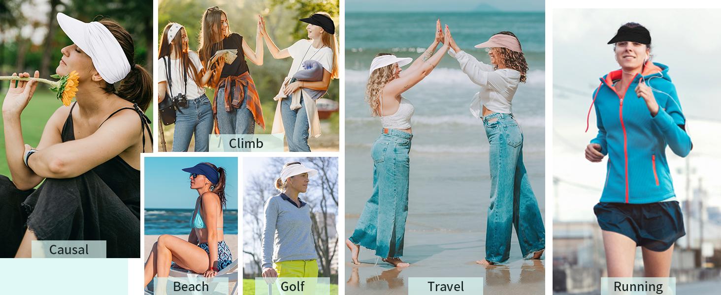 Women's UPF 50+ UV Protection Sun Visor Hat| SunSafeTok That Girl Aesthetic High Ponytail Wide Brim Hat| Birthday Gift for Her Beach Golf Hiking Outdoor Daily Casual Wear