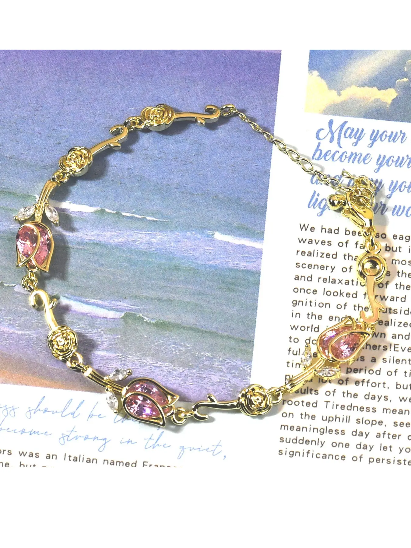 Elegant Tulip Zircon Bracelet, Adjustable Lobster Clasp, Multiple Color Options, Perfect Gift for Friends, Fashionable Floral Jewelry, Flower Design Bracelet