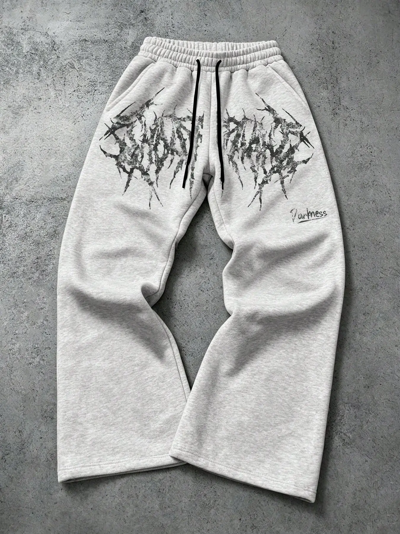 Grunge Aesthetic Spiky Font Print Wide Leg Sweatpants Cyber Y2K Loose Track Pants Harajuku Streetwear Trousers Skater School Outfit