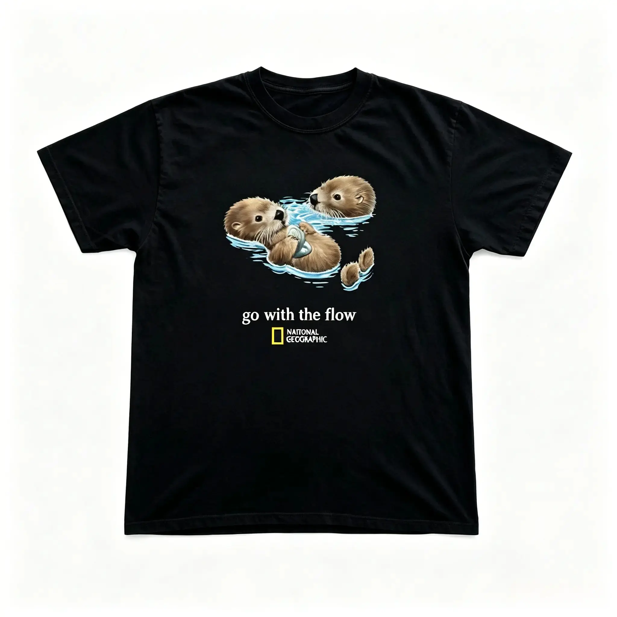 Otter Go With The Flow T-Shirt, Animal Tee, Gifts Shirt, Unisex Vintage Graphic Tees Gothic Grunge Y2k Emo Scene Amity Affliction Style Clothes Men Women Streetwear