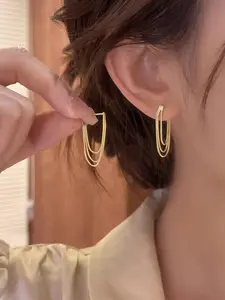 1 Pair Metal Chain Earrings, European and American Style Fashion Long Earrings, Multi-Layer Fringe Earrings, Elegant Simple Earrings for Daily and Party Wear