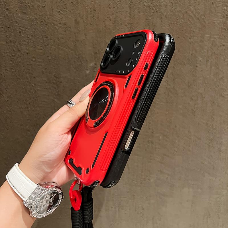 Phone Case: Three-in-one Shockproof and Anti-slip Stand Phone Case with Lanyard, Suitable for iPhone 15/15 Pro Max/16/16 Pro/16 Pro Max/16 Plus/17/17 Pro/17 Air/17 Pro Max. Detachable with a Lanyard for Hand Carrying, Rotatable Stand