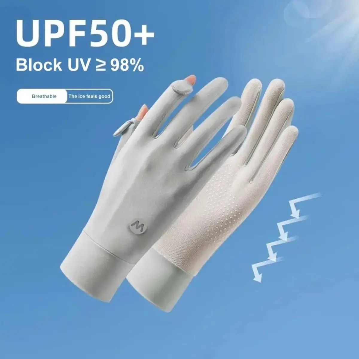 Women’s UPF50+ UV Protection Gloves – Ice Silk Breathable Touchscreen Cycling & Driving Gloves, Ultra Thin, Biking, Plain, Sleek, Anti-Odour, Elastic Wrist Design, Fashionable, Female, Drivers, Adjustable, 22Cm/8.58In, All Seasons