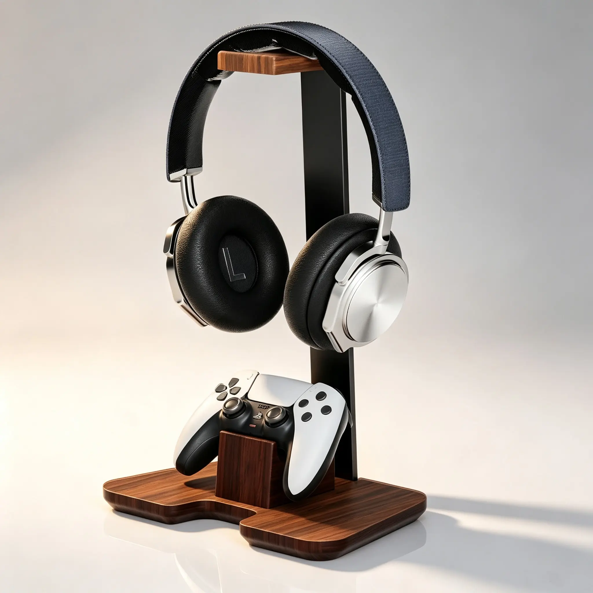 Wooden Game Controller Stand and Headset Holder, Desktop Organizer for Xbox Ps4 Ps5, Perfect Gift for Son Husband Boyfriend