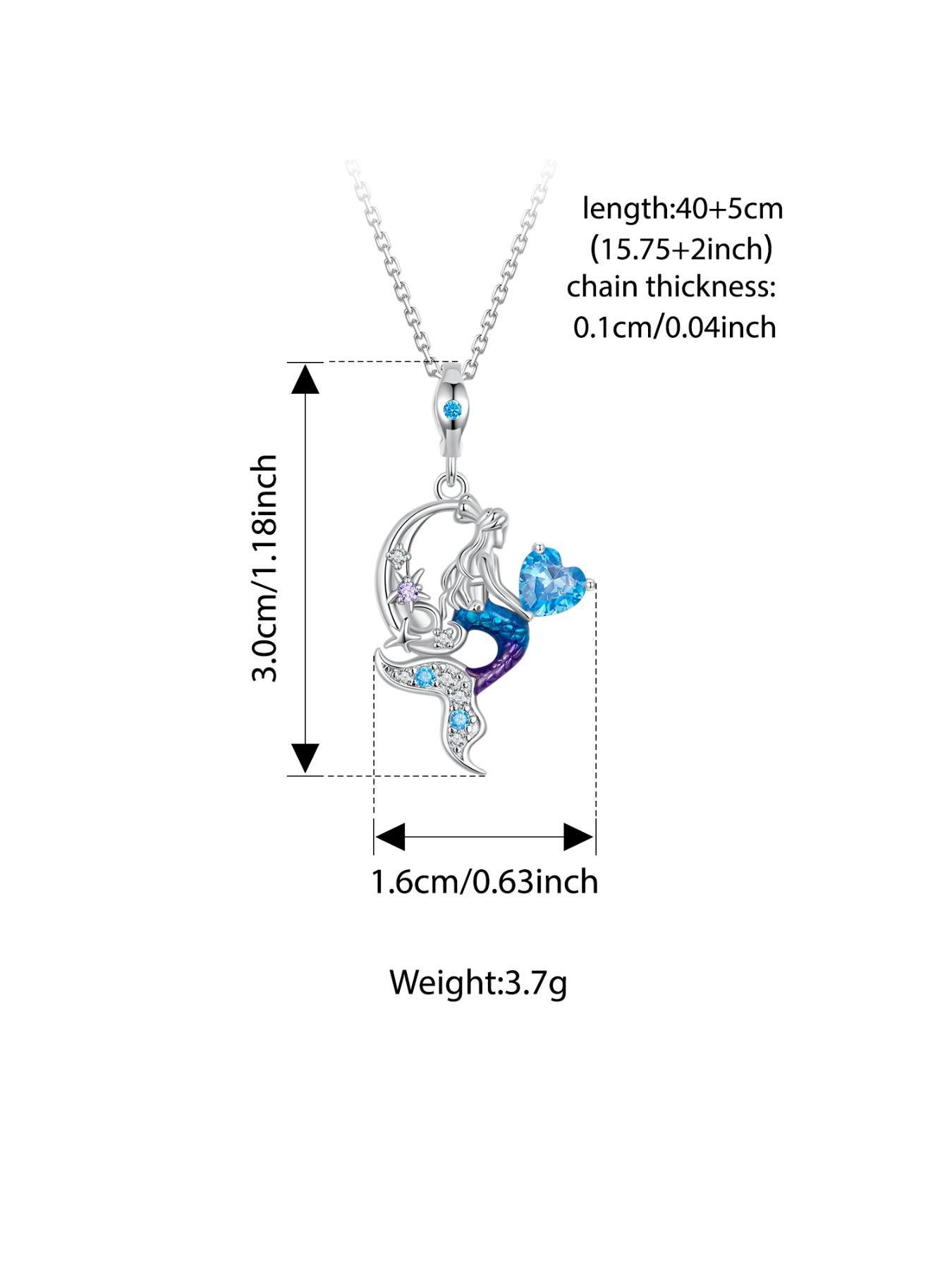 925 Sterling Silver Fashion Mermaid Design Pendant Necklace for Women, Elegant Romantic Jewelry for Party, Daily Decor, Trendy All-match & Exquisite Jewelry for Birthday Gift, Marine Life Pendant