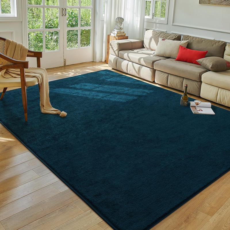 Soft Low Pile Area Rug, Solid Color Machine Washable Non-Slip Rug for Living Room Bedroom Dorm, Fluffy Easy Clean Modern Decor-S