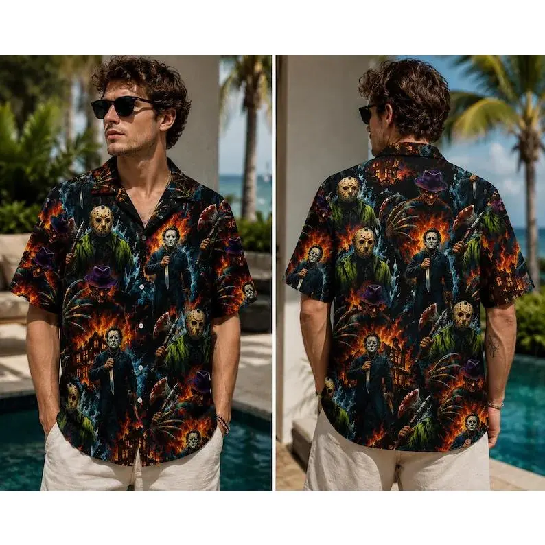 Horror Icons Hawaiian Shirt, Gothic Tropical Shirt, Horror Fans, Halloween Outfits #   TikTokMadeMeBuyIt #   TikTokShop # Halloween Hoodie #   Halloween Outfits #   Halloween Gifts