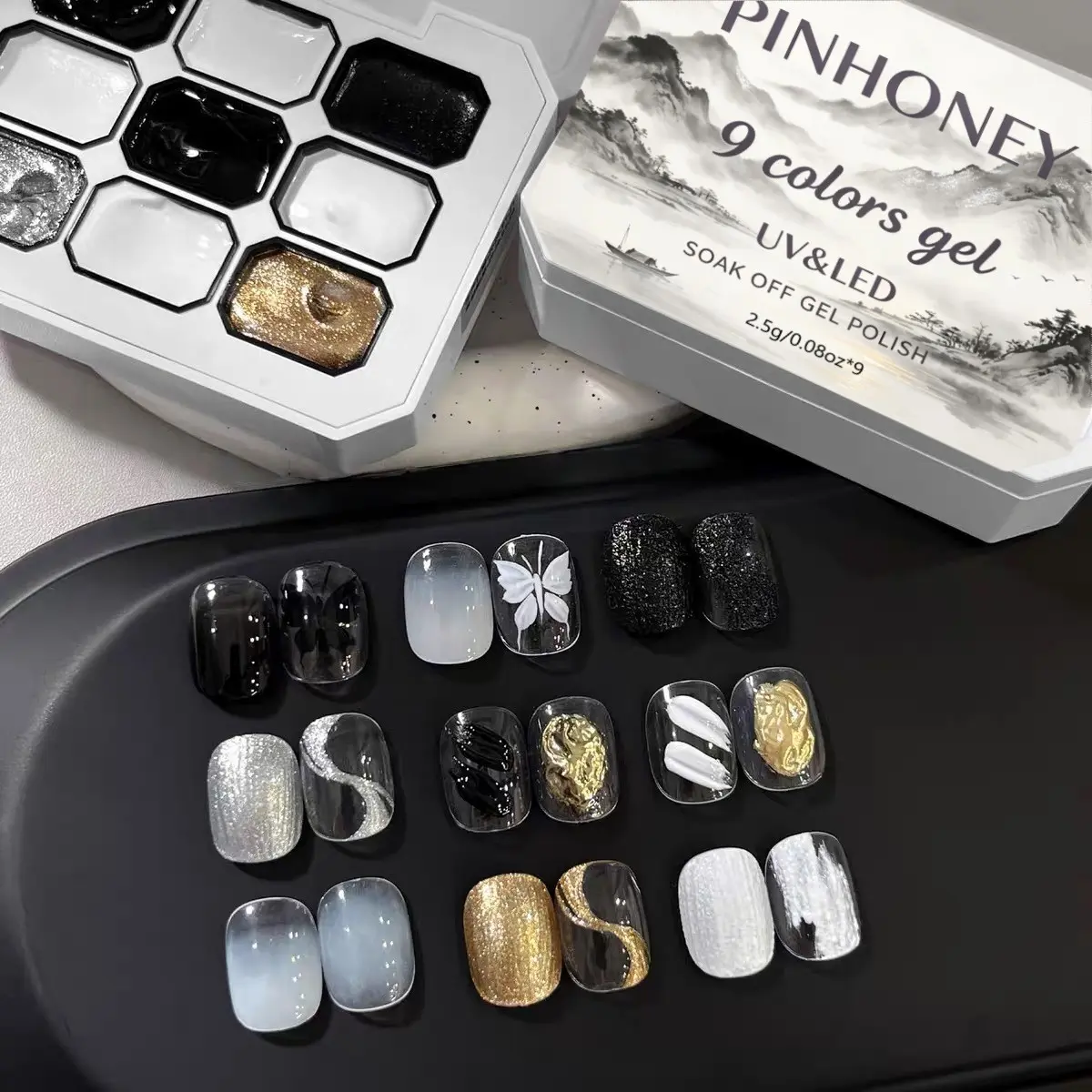 9 Colors Gold Silver Solid Nail Gel, Matte Texture Light Tap Gel, UV Removable, Minimalist Manicure Design