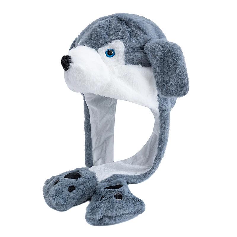 Hot Sale Unisex Funny Ear Hat Animal Style Couple Cute Ear Moving Up Cap Men Women Girls Rabbits Ears Plush Winter Lovely Hat ﻿