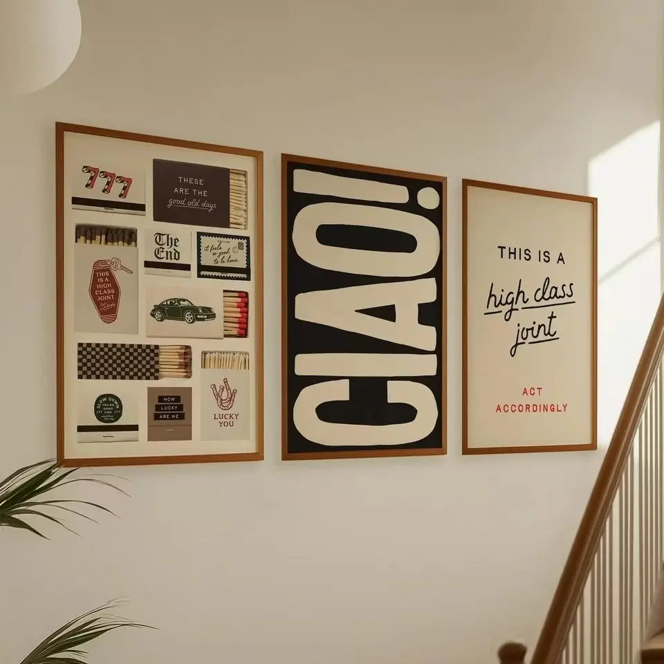 3pcs Vintage Matchbox Poster Nostalgic Mural High-Quality Living Room Bedroom Home Bar Office Canvas Printing Frameless Art Decoration Painting