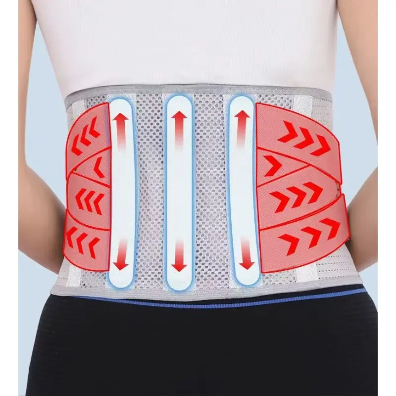 Steel plate support lumbar support belt with lumbar compression fixation belt for all-season sports, thin breathable heating magnet lumbar support