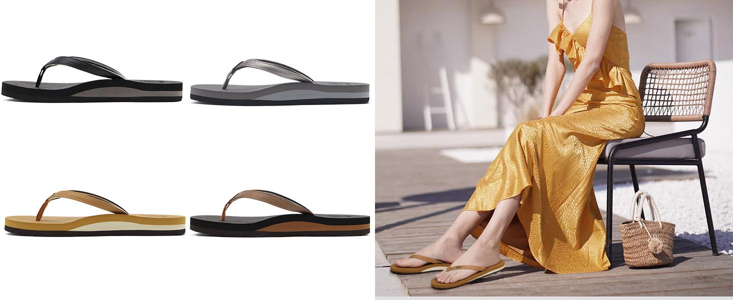 Flip Flops for Women with Arch Support Yoga Mat Comfortable Summer Beach Walking Thong Cushion Sandals Slip On Indoor Outdoor
