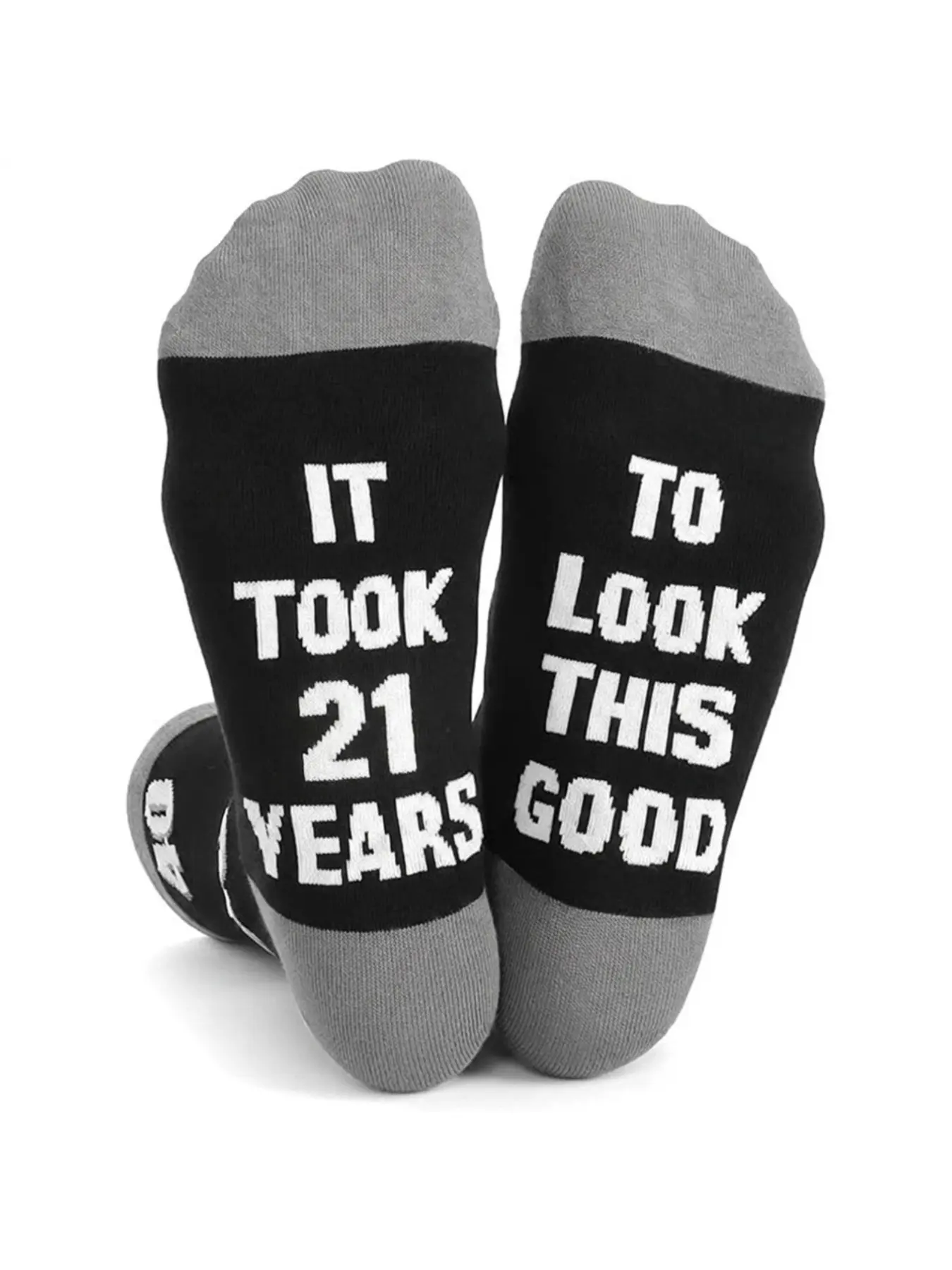 1 Pair of Creative “Age” Number Gag Mid-Calf Socks for Men and Women, Knee-High Socks, Casual Socks—Funny Socks for 21st, 40th, 50th, 60th, 70th, and 80th Birthday Gifts—The Perfect Milestone Birthday Gag Gift