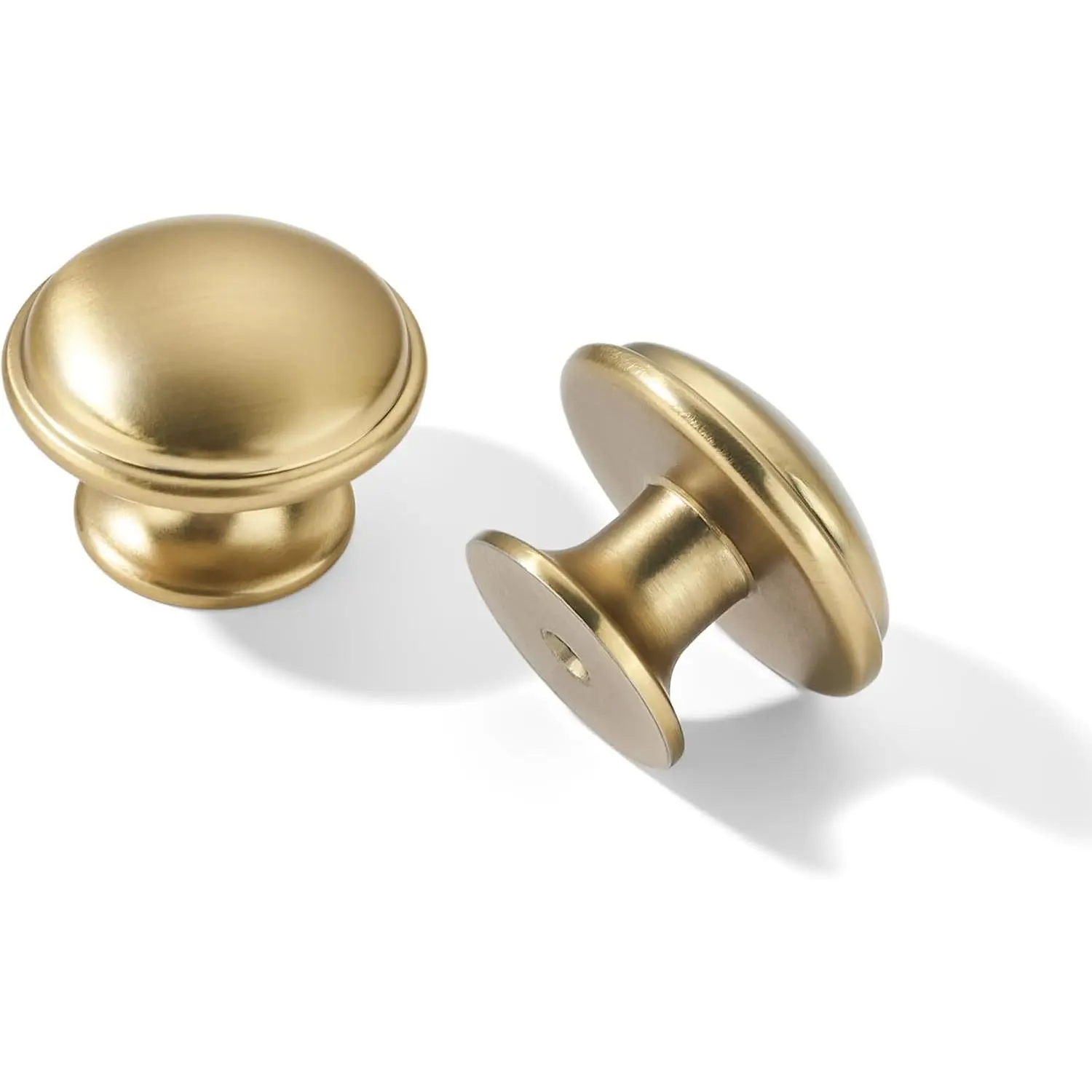 10 Pack Knob Brushed Brass Cabinet knobs 1-1/4 inch Solid Heavy Duty Tradition Bifold Closet Door Mushroom Knobs Cabinet Hardware for Kitchens cabinets Dresser Bathroom
