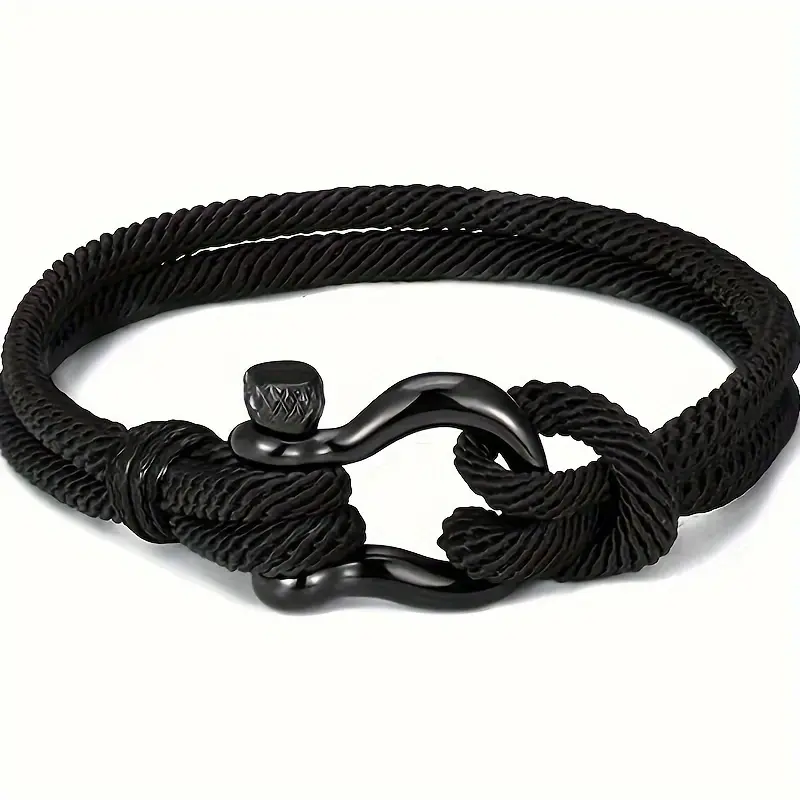 1PC Bracelet men's woven bracelet lock stainless steel hand rope headwear