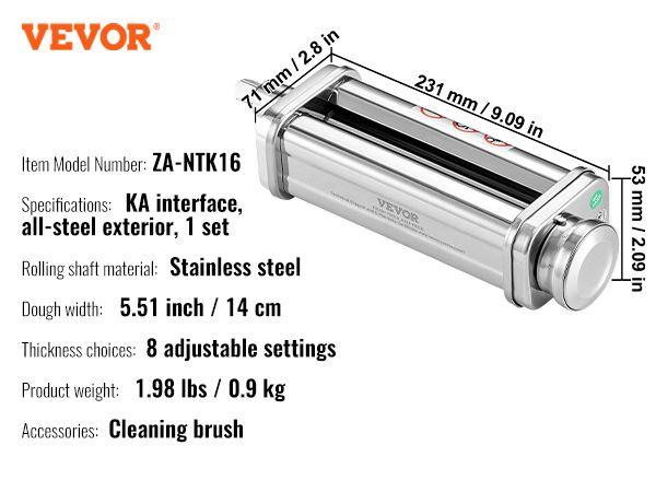 VEVOR Pasta Attachment for KitchenAid Stand Mixer, Stainless Steel Pasta Sheet Roller Attachment, Pasta Maker Machine Accessory with 8 Adjustable Thickness Knob, KitchenAid Pasta Attachment by Utensils VEVOR Pasta Attachment for KitchenAid Stand Mixer, Stainless Steel Pasta Sheet Roller Attachment, Pasta Maker Machine Accessory with 8 Adjustable Thickness Knob, KitchenAid Pasta Attachment by Utensils