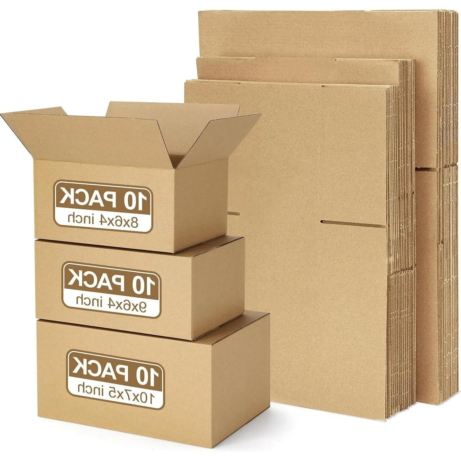 30 Pack Small Shipping Boxes Assorted Sizes 8x6x4, 9x6x4 & 10x7x5, 10 PCS Each, Brown Corrugated Cardboard Mailers for Packaging Small BusinessGift
