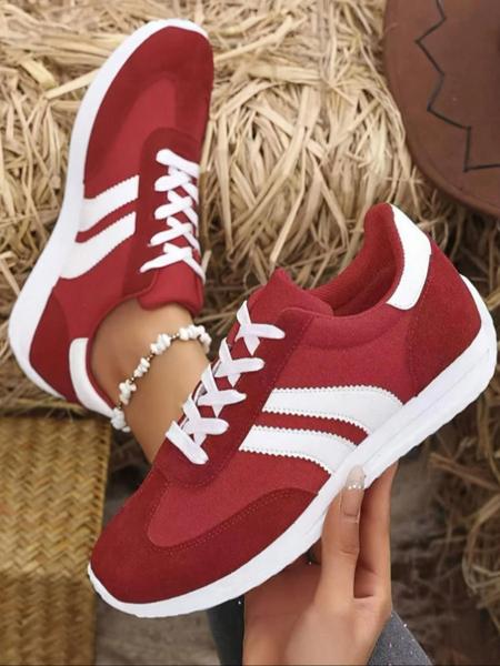Women's Fashionable Patchwork Lace Up Low Top Sneakers, Casual Comfortable Breathable Sports Running Shoes, All-match Basic Shoes for Daily Wear, Sporty Running Shoes