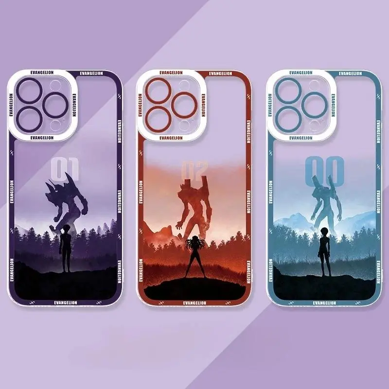 Colorful Personalized Neon Genesis Evangelion Anime Mobile Phone Case - Protective Accessories with Resistance for iPhone 17, 16, 15, 14, 13, 12, 11, Pro, Max, Plus