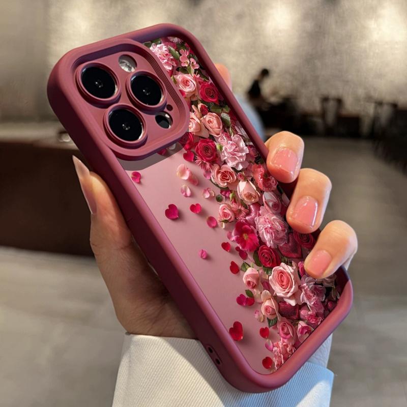 Creative Rose Heart Petal Pattern Phone Case, Suitable for Apple iPhone 17 E Air Pro ProMax iPhone16 15 14 Plus 13 12 Mini 11 X XS XR