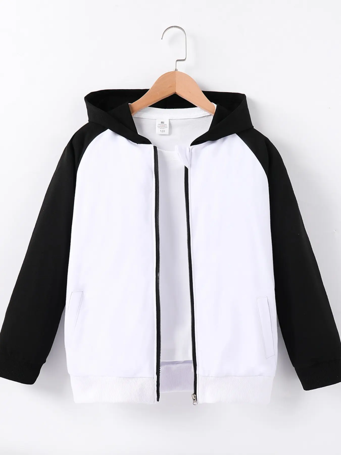 Boys' Colorblock Hooded Zipper Jacket, Fall & Winter Warm Coat for Kids, Stylish Casual Outerwear for Boys, Comfortable Daily Wear